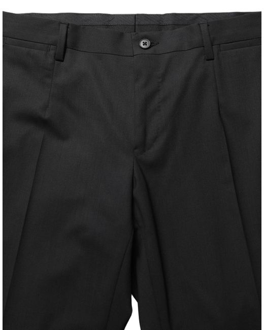 Dolce & Gabbana Black Wool Skinny Leg Dress Trouser Pants Virgin Elastane for men