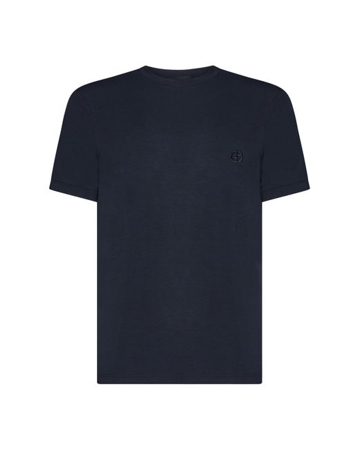 Giorgio Armani Blue Monogram Viscose T-shirt for men