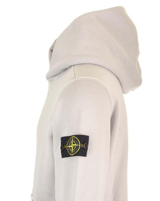 Stone Island White Organic Cotton Hoodie for men