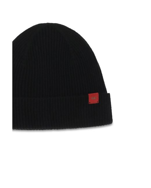 Kiton Black Wool Beanie Hat Merino Ovis Aries E Hairbands for men