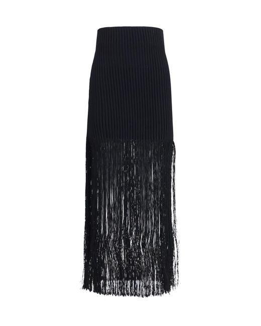 Alaïa Black Pencil Skirt Fringe Viscose