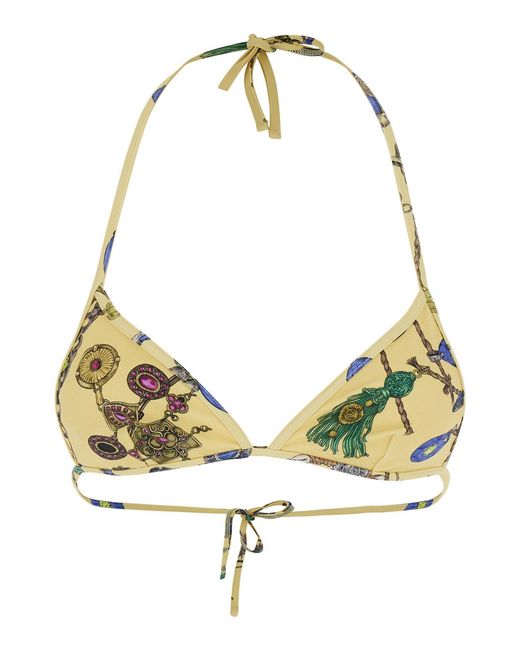 Versace Metallic Triangle Bikini Top Elastane Swimwear