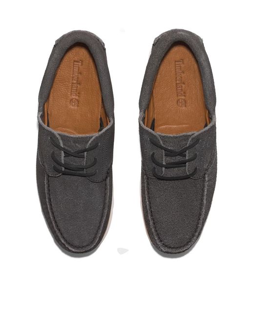 Timberland Black 3 Eye Wedge Vibram Lace-Up Boat Shoes for men