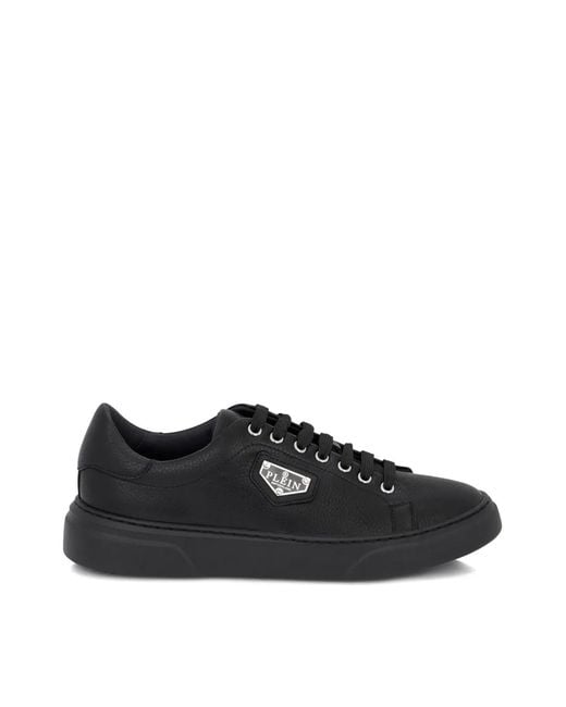 Philipp Plein Black Lo-Top Iconic Plein Logo Sneakers Shoes for men