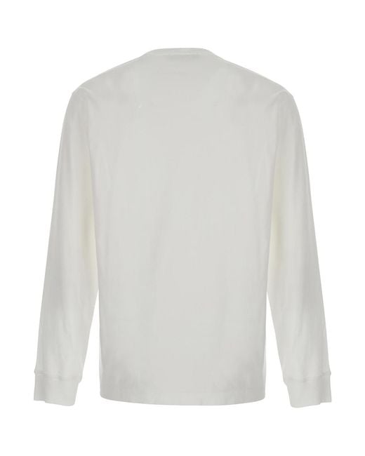 Stone Island White Long-Sleeved Cotton T-Shirt T-Shirts for men