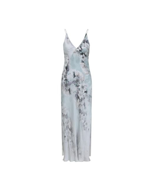Alberta Ferretti Blue Printed Light Viscose Evening Dress