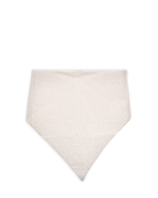 Brunello Cucinelli White Cashmere Large Scarf With Monili