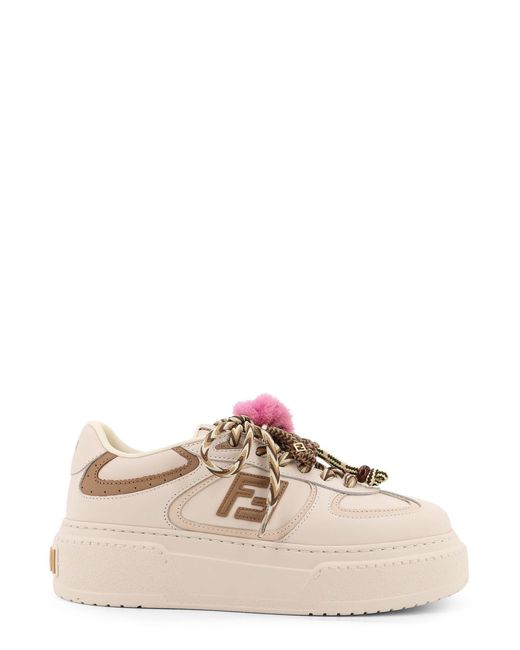 Fendi Natural Match Leather Platform Sneakers With Charms