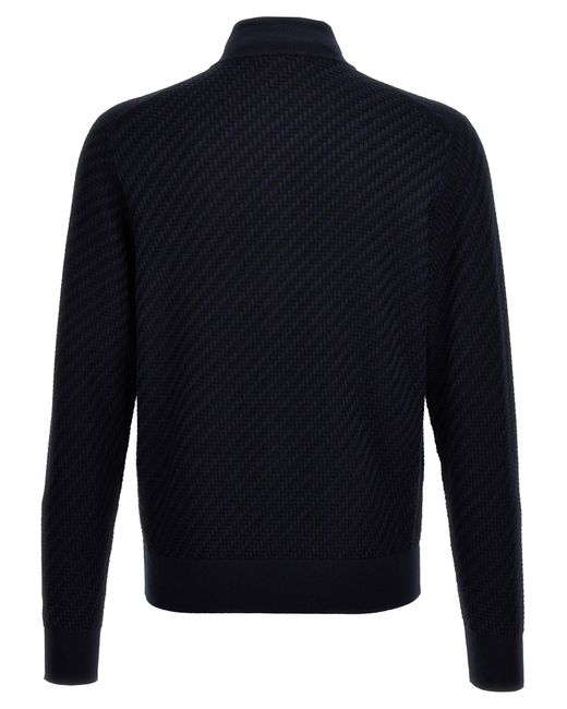 Brioni Blue Braided Knit Cardigan Sweater, Cardigans for men