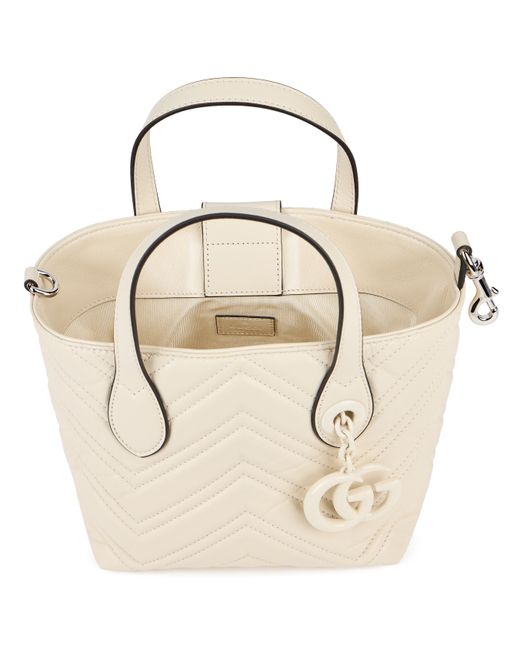 Gucci Natural Handbag Gg Marmont Mini Chevron Calf Skin Handbags