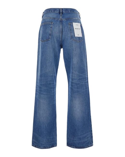 FRAME Men's Blue Relaxed Jean With High Waist And Pockets For