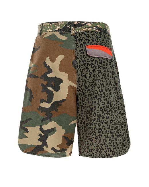 Palm Angels Green Printed Cotton Bermuda Shorts for men