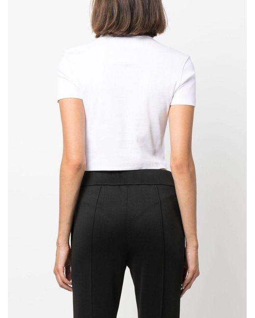 Fendi White Embroidered Cotton Crewneck Top