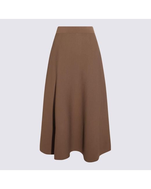 Max Mara Brown Lazio Midi Skirt