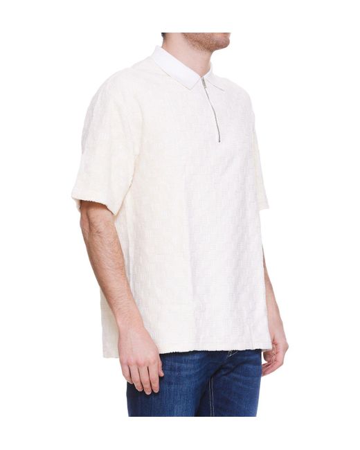 Ambush White Monogram Pattern Zipped Polo Shirt for men