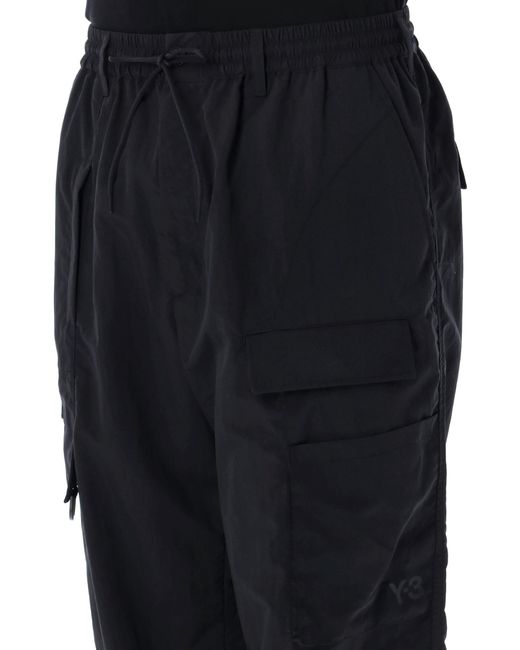 Y-3 Black Crinkle Nylon Cargo Pants for men