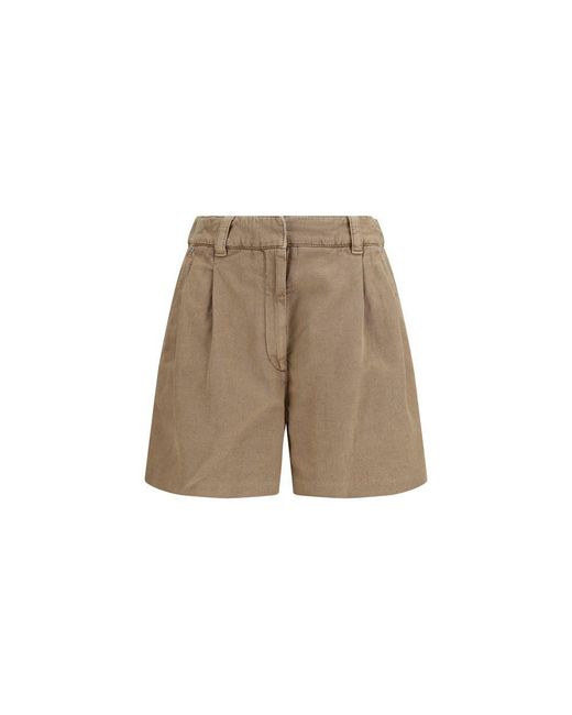 Brunello Cucinelli Natural Beige Cotton Bermuda Shorts