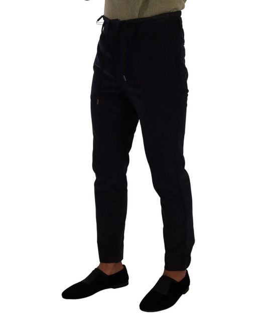 Dolce & Gabbana Black Cotton Skinny Corduroy Trouser Pants Polyester for men