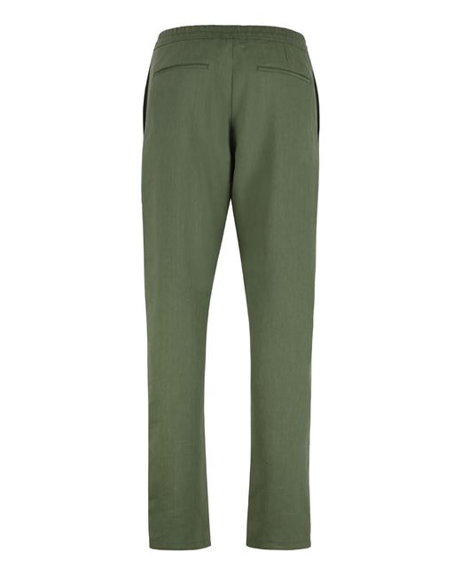 Canali Green Trousers Wool-Blend Linen for men