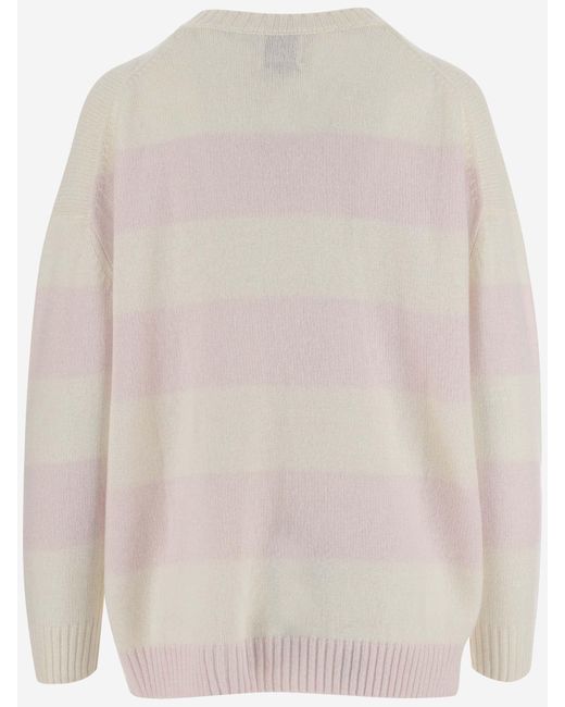Allude Natural Wool And Cashmere Blend Striped Sweater