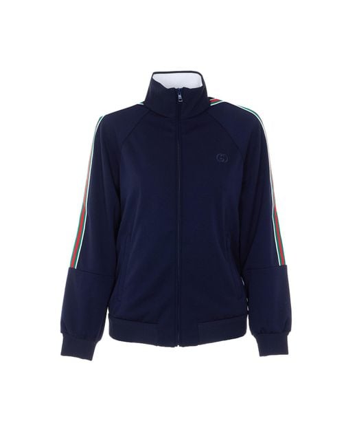 Gucci Blue Zip Up Logo Hoodie