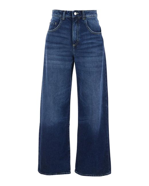 ICON DENIM Blue Wide Leg Jeans With Logo Patch On The Back