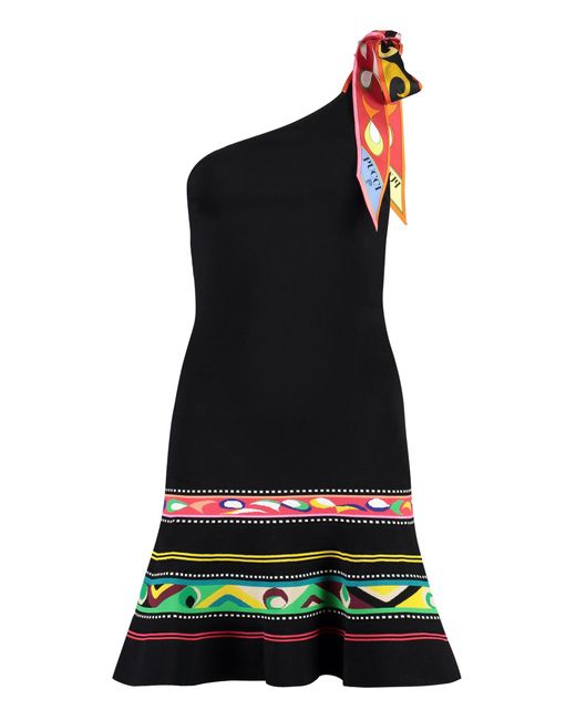 Emilio Pucci Black Knitted One Shoulder Dress