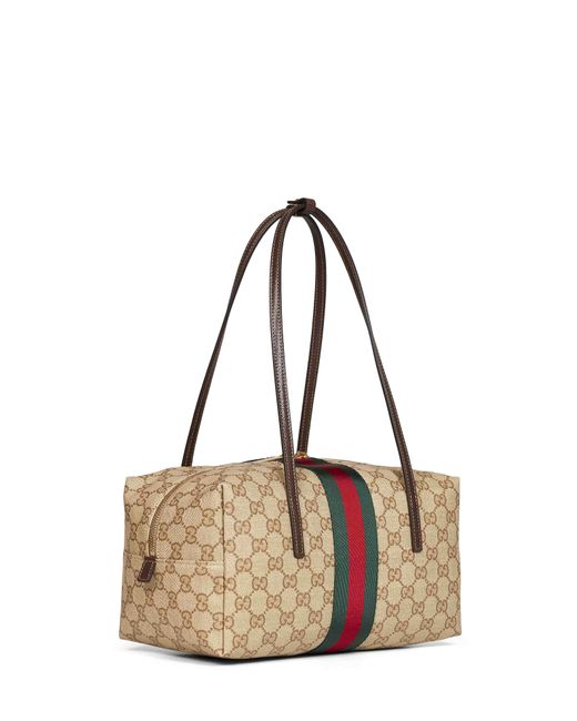 Gucci Natural Boston Bag Melrose Gg Canvas Cotton Shoulder