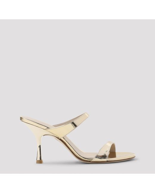 Stuart Weitzman Metallic Nudist Slide 85 Sandals Leather Shoe