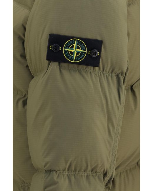 Stone Island Green Detachable Hood Down Jacket Polyamide for men