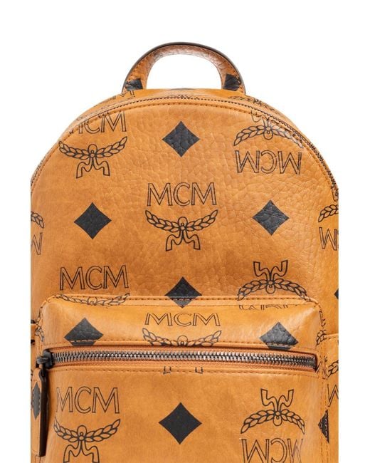 MCM Natural All-Over Logo Printed Zipped Backpack for men