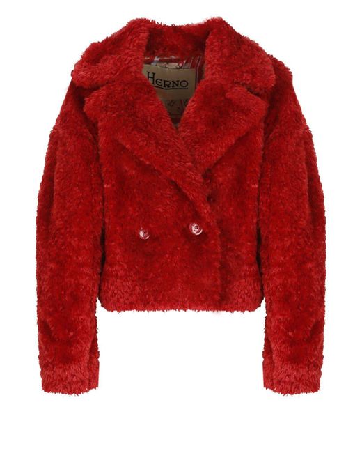 Herno Red Synthetic Fur Double-breasted Jacket