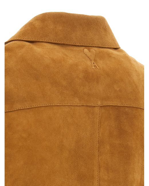 AMI Brown Lamb Leather Jacket Clothing for men