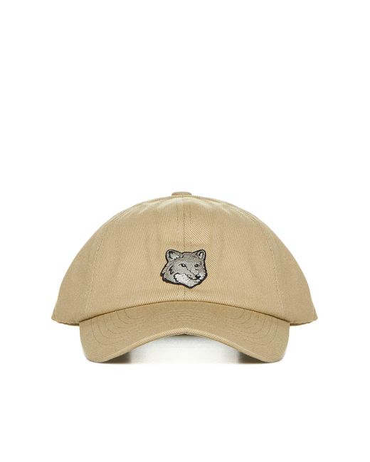 Maison Kitsuné Natural Bold Fox Head Cotton Baseball Cap for men