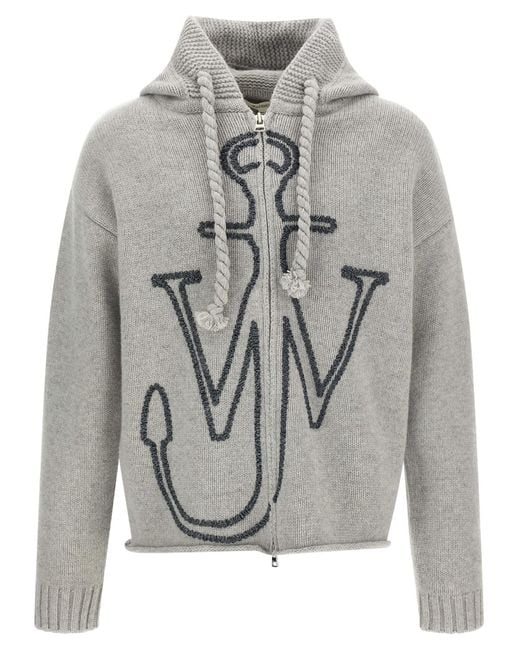 J.W. Anderson Gray Anchor Embroidery' Hoodie for men