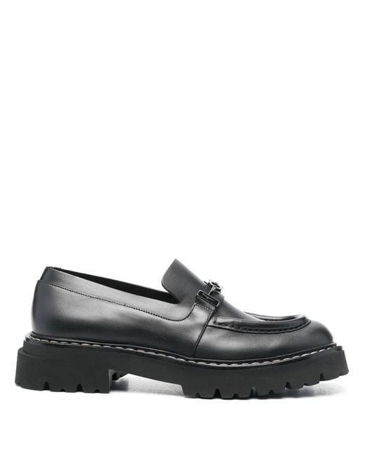 Ferragamo Gray Ferragamo Gancini Chunky Leather Loafers for men