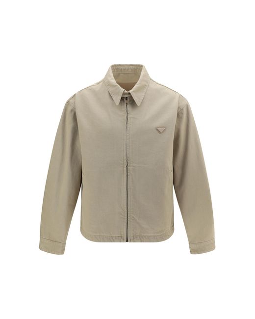 Prada White Denim Blouson Jacket Cotton for men