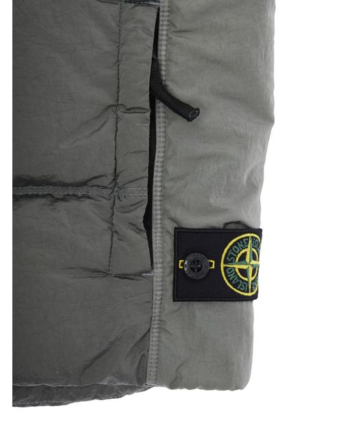 Stone Island Gray Sleeveless Down Jacket With Logo Patch Polyamide Fibers Padded for men