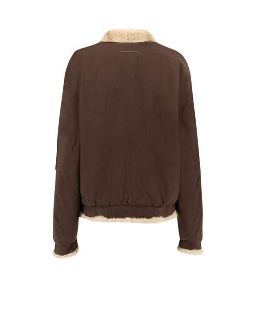 MM6 by Maison Martin Margiela Brown Reversible Nylon And Faux Shearling Bomber Jacket for men