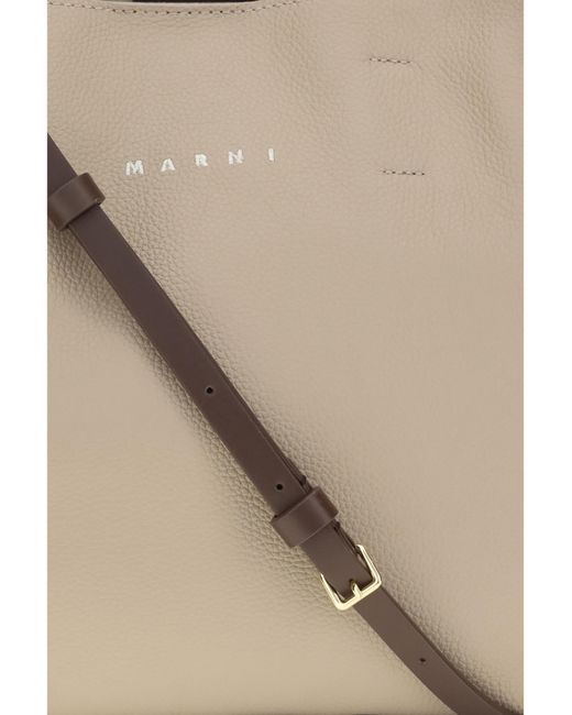 Marni Brown Tote Bag Museo Calf Leather Shoulder
