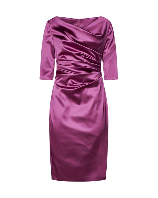Talbot Runhof Purple Satin Cocktail Dress