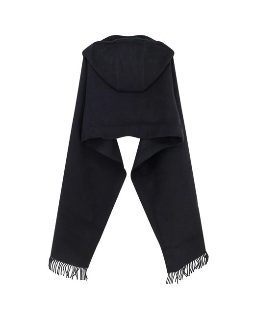 Brunello Cucinelli Black Wool And Cashmere Scarf With Hood
