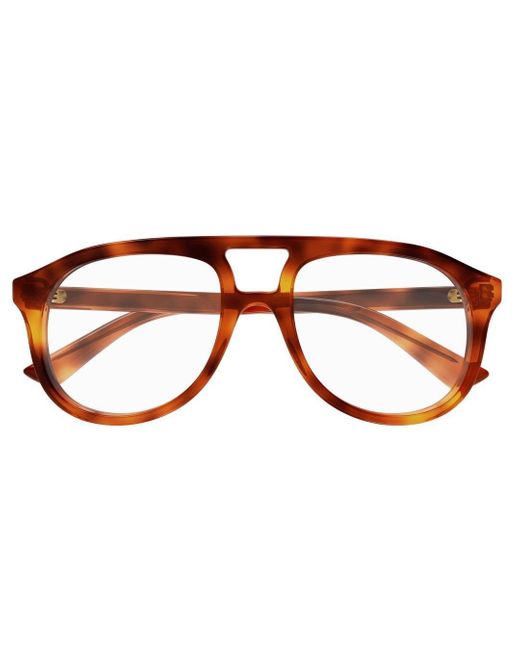 Gucci Brown Aviator Frame Glasses for men