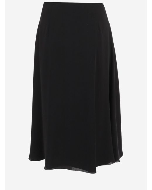 Valentino Black Skirt With Front Slit, Silk