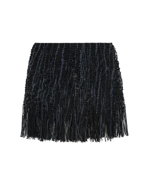 Roberta Einer Black Element Knitted Macramé Mini Skirt Cotton