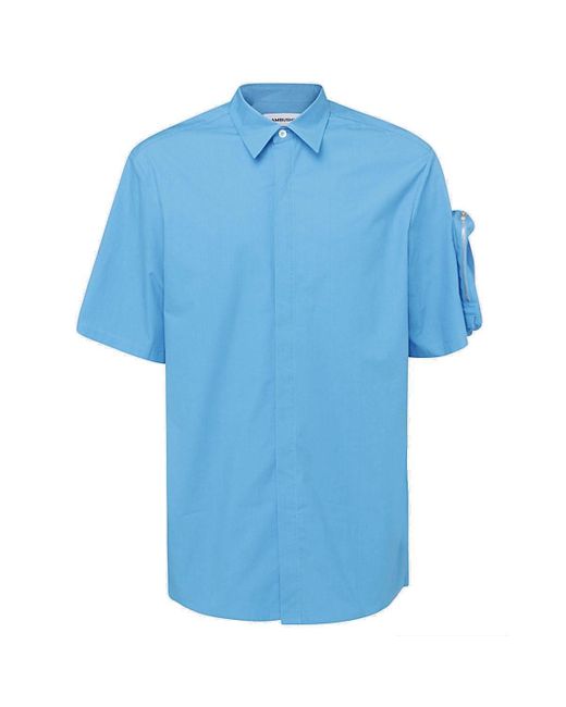 Ambush Blue Pocket Short-Sleeved Shirt for men