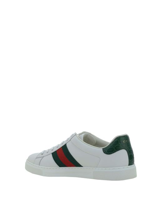 Gucci Gray Leather Sneakers, Calf Trainers for men