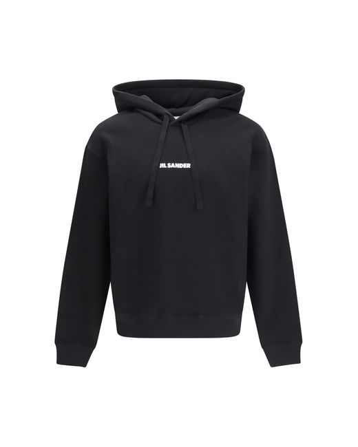 Jil Sander Blue Cotton Logo-Detail Hoodie Sweatshirts for men