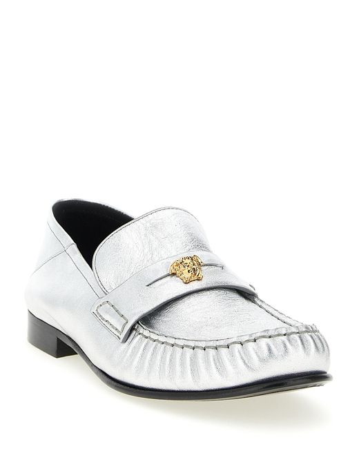Versace White La Medusa Loafers