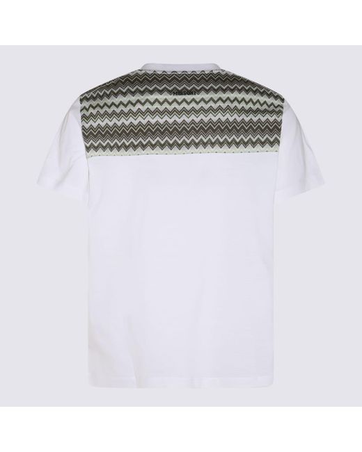 Missoni White Multicolour Cotton T-Shirt for men